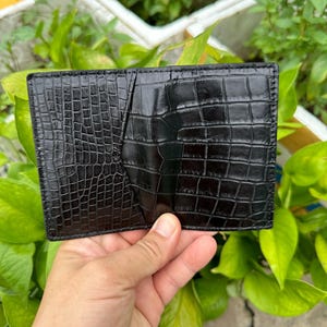 Porte-cartes de crédit Himalaya/Noir en cuir d'alligatoor véritable