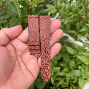 Brown Genuine Ostrich Legs Leather Skin Watch Wrist Strap Band Buckle/ Luxury Watch Strap Size 20mm/ Gift for Him/ Vintage Watch Straps Band