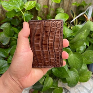 Porte-cartes de crédit/porte-cartes de visite en cuir d'ALLIGATOOR véritable marron/porte-cartes minimaliste/porte-cartes en cuir RIFD