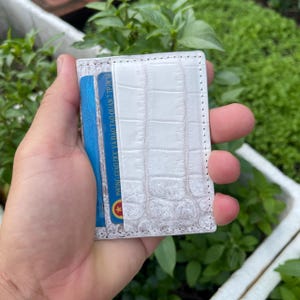 Porte-cartes de crédit/porte-cartes de visite en cuir alligator véritable Himalaya/mini porte-cartes de crédit minimaliste RIFD en cuir