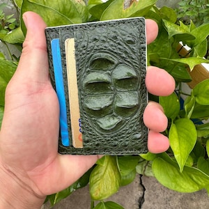 Porte-cartes de crédit vert/Himalaya en cuir véritable d'ALLIGATOOR/porte-cartes de visite/mini porte-cartes RIFD minimaliste en cuir
