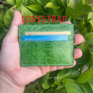 BLAUE Echte Straußenleder Haut Kreditkartenhalter / Visitenkartenhalter Kartenetui / Leder Minimalist RILD Kartenhalter / Geschenk für Ihn Sie