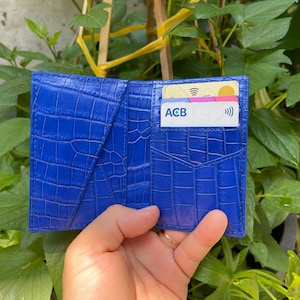 NAVY Blue Echtes GA'TOR Leder SKin Kreditkartenetui/Schlankes Visitenkartenetui/Minimalistisches Kartenetui/Lederkartenetui