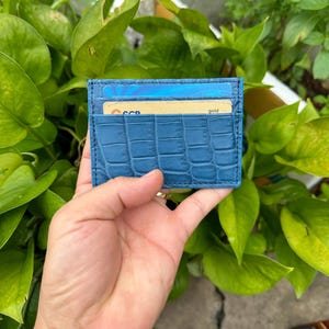 Blau Echt ALLIGATOOR Leder SKin Kreditkartenhalter / Visitenkartenhalter Kartenetui / Leder Minimalist RILD Kartenhalter / Geschenk für Sie