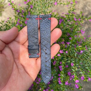 26mm/24mm/22mm/20mm/18mm/16mm Blue Nubuck Genuine Ostrich Leather Watch Wrist Strap Band Buckle/ Luxury Strap/ Gift for Him/ Vintage Strap