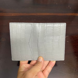 GRAUER Echter GA'TOR Leder SKin Kreditkartenhalter/Schlankes Visitenkartenetui/Minimalistischer Kartenhalter/Mini-Lederkartenhalter