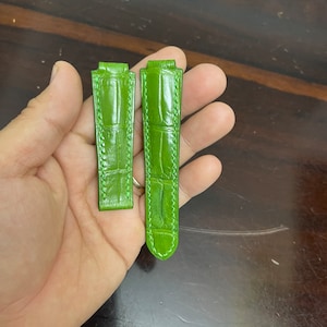 22/18/14 Green Genuine A.L.L.I.G.A.T.O.R Leather Skin Watch Strap Band for Cartier Watch, Gift for Dad, Deployment Watch Strap for Cartier