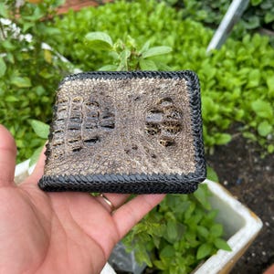 Cartera plegable de piel de caimán auténtica con clip para billetes y tarjetas, regalo para él, cartera para hombre, cartera plegable para hombre, cartera con cremallera
