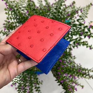 Echte doppelseitige Straußenleder Haut Bifold Brieftasche Geldklammer, echte Straußenleder Bifold Brieftasche Karte Luxus, Geschenk für Ihn