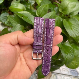 Purple Hornback Genuine ALLIGATOOR Leather Watch Strap Band Buckle/ Watch Wrist Band Size 28mm, 26mm, 24mm, 22mm, 21mm, 20mm, 19mm, 18mm