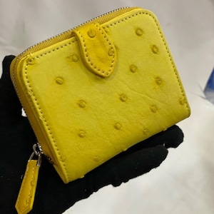Billetera plegable de piel de avestruz auténtica multicolor con cremallera y clip para billetes para mujer, billetera para mujer, regalo para ella, billetera con cremallera para mujer