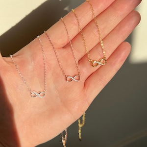 Genuine 925 Sterling Silver Infinity Knot Necklace, Jewellery Gift For Her, Friendship Necklace With Cubic Zirconia Infinity Pendant
