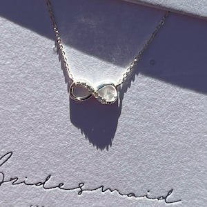 Genuine 925 Sterling Silver Infinity Knot Necklace, Jewellery Gift For Her, Friendship Necklace With Cubic Zirconia Infinity Pendant