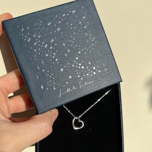 Open Heart Outline Necklace, 925 Sterling Silver Rose Gold Heart Pendant Necklace, Jewellery Gift For Her