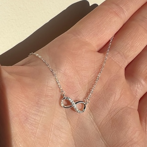 Genuine 925 Sterling Silver Infinity Knot Necklace, Jewellery Gift For Her, Friendship Necklace With Cubic Zirconia Infinity Pendant