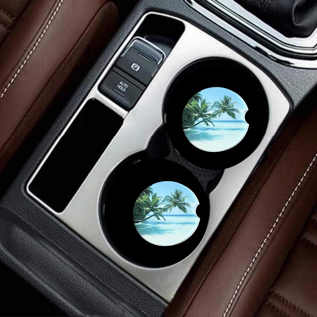 Tropical Paradise - Car Coasters Set: Absorbent Ceramic With Finger ...