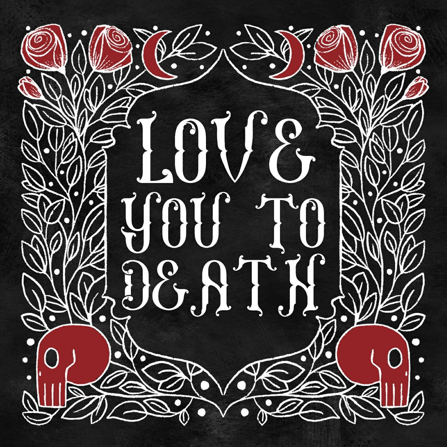 Love You To Death greeting card Gothic Valentine card Dark Etsy
