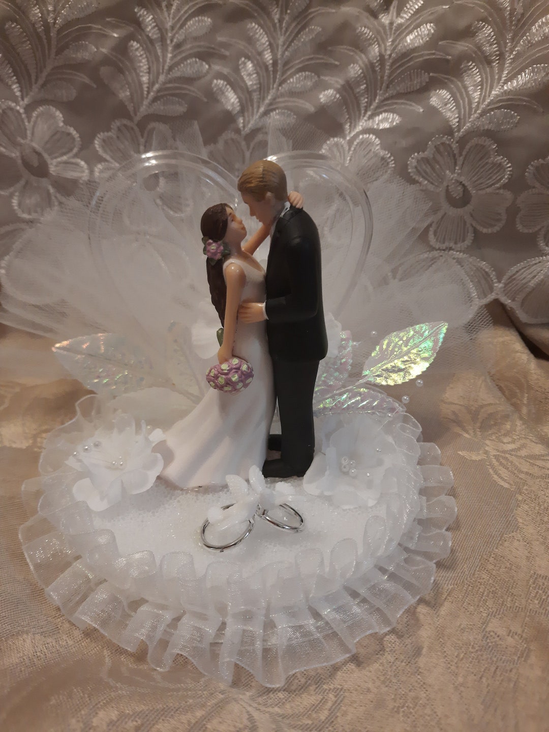 Handmade Blond Hair Groom Wedding Cake Topper Cake Figurine Bride and ...