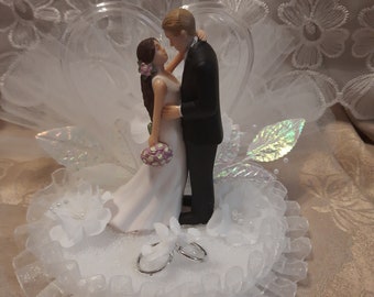 Handmade  Blond Hair Groom Wedding Cake Topper Cake Figurine Bride and Groom Amscan wedding Cake Decoration