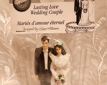 Wilton Brand New Vintage Wedding Cake Topper Bride and Groom Brunette 1991