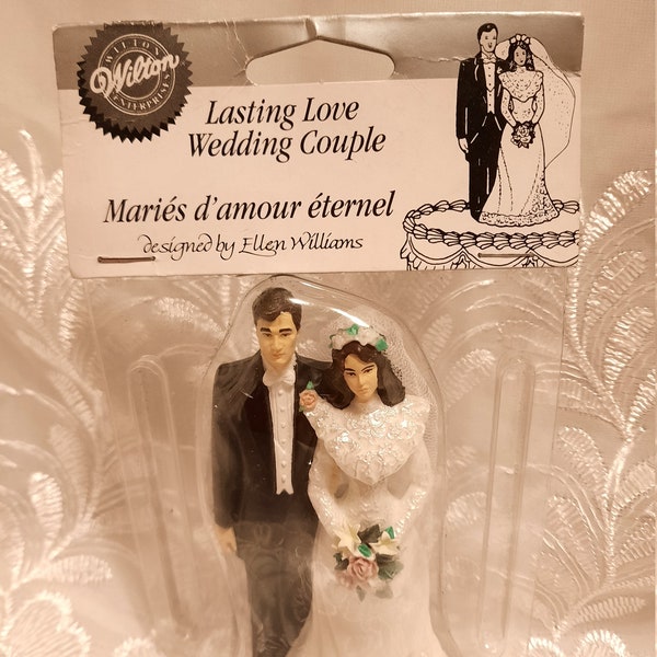 Wilton Brand New vintage Wedding Cake Topper Bride and Groom Brunette 1991