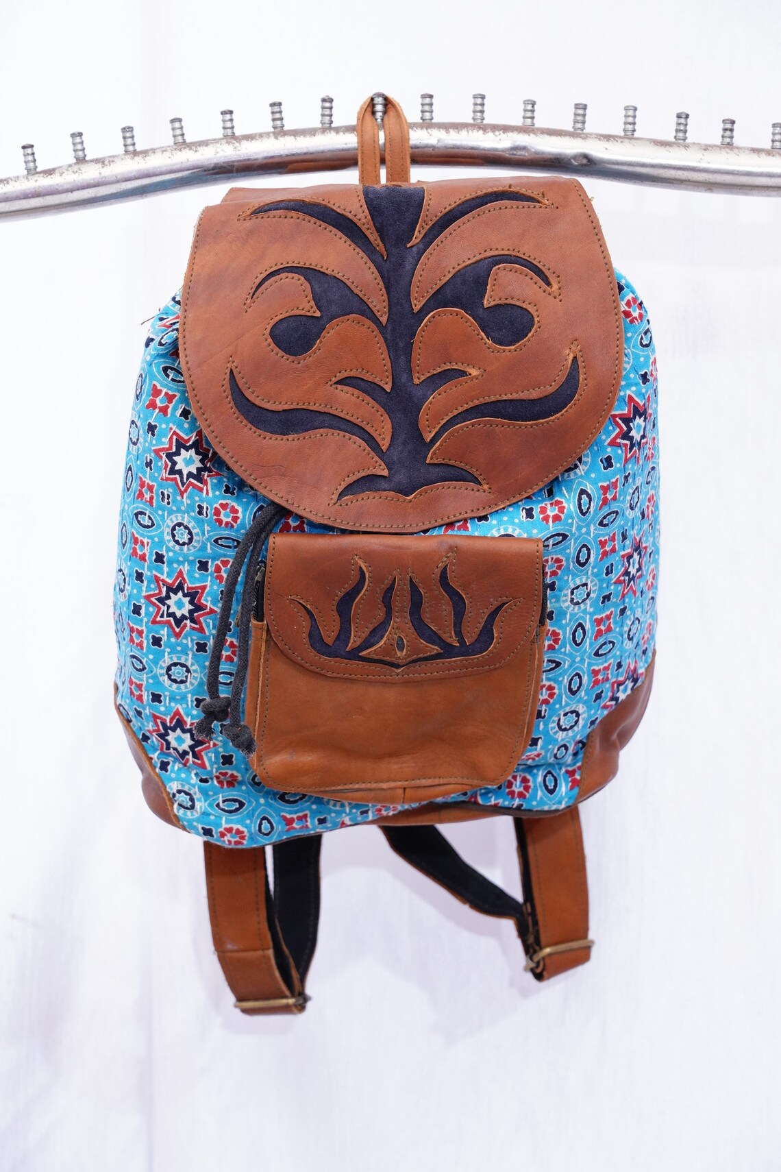 Backpack Fair Trade Backpack Ethnic Backpack Cotton Leather Etsy
