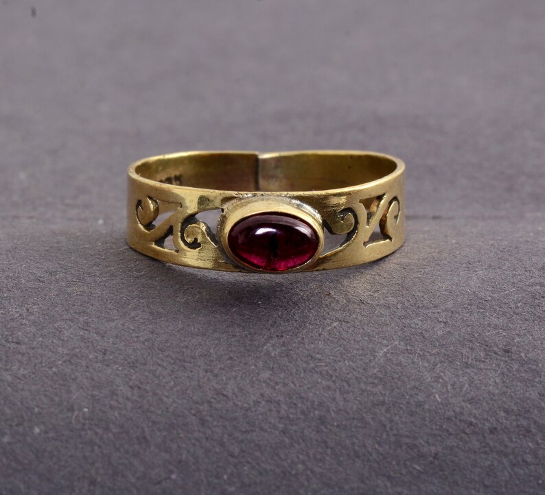 Garnet Ring,Brass Gemstone Ring,Promise Ring,Dainty Ring,Vintage Rings,Rings For Women,Engagement Ring,Gold Ring,Stacking Ring,Signet Ring