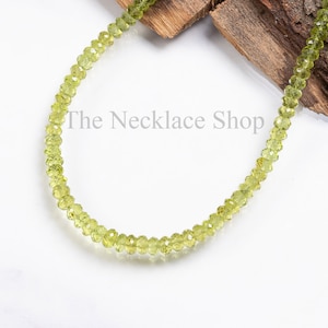 Natürliche Peridot Facettierte Rondelle Perlenhalskette, Edelstein Handgemachter Schmuck für Frauen, Choker Set Für Geburtstagsgeschenke, Zum Jubiläum