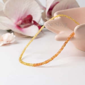Natural Yellow & Orange Sapphire Necklace, Rondelle Necklace, Sapphire Necklace, Beaded Necklace, Handmade Necklace, Bridesmaid Gift
