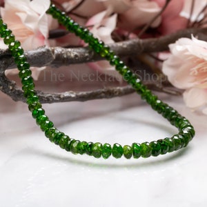 Natural Chrome Diopside Faceted Rondelle Beaded Necklace, Women Charm Necklace Set, Handmade Gemstone Beautiful Healing Necklace Jewelry