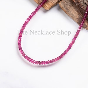 Natural Rubellite Tourmaline Faceted Rondelle Beaded Necklace, Gemstone Handmade Necklace For Women, Pink Choker Set, Valentine&#39;s Day Gift