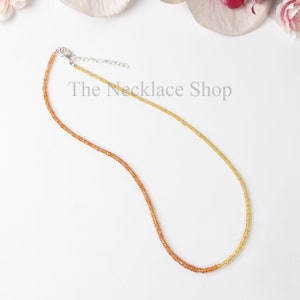 Top Quality Natural Yellow and Orange Sapphire Necklace, Multi Shaded Sapphire Silver Necklace, Two Stone Necklace, Christmas Gift for Her