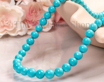 Collar de cuentas de turquesa, piedra natural, plata de ley u oro de 18 quilates