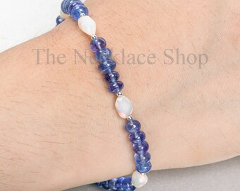 Genuine Tanzanite Gemstone 14k Gold Bracelet, Tanzanite Hill Tribe Bracelet For Women, December Birthstone Jewelry, Valentine's Day Gift