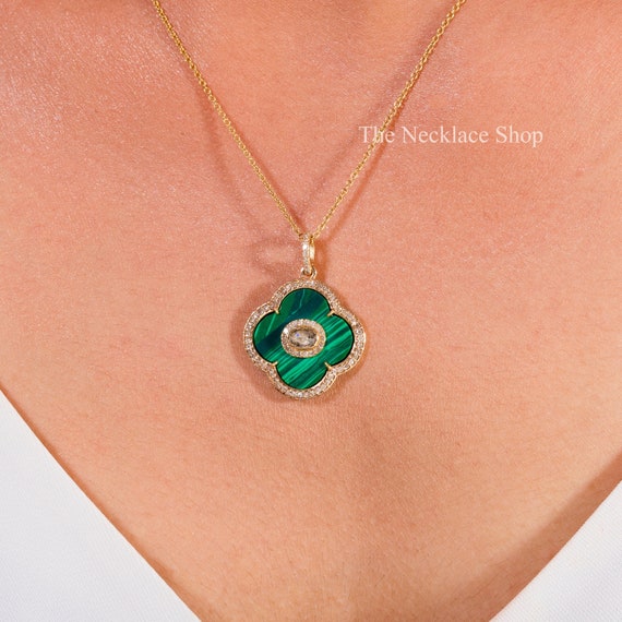 enjoylifecreative Clover Malachite Necklace 925 Sterling Silver Celtic Knot  Four Leaf Clover Necklace Irish Lucky Clover Jewellery Gifts for Women  Girls : Amazon.co.uk: Fashion
