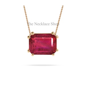 14k Red Ruby Gold Pendant, Solid Gold Ruby Gemstone Pendant, Solitaire ...