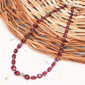AAA Quality Beautiful Natural Pink Tourmaline, Smooth Nugget Necklace, Pink Tourmaline Necklace, Gemstone Necklace, Beaded Necklace Jewelry
