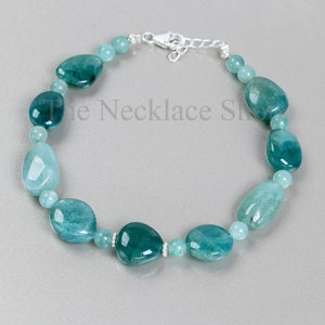Bracciale impilabile in pietra preziosa di gioielli in oro 18 carati, perline naturali di grandidierite, bracciale in argento sterling, regalo per la nipote