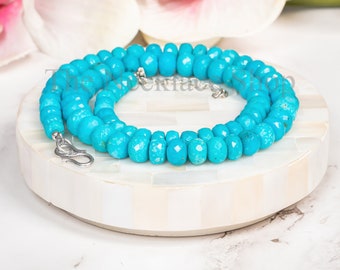Super Top Quality Natural Turquoise Necklace, Turquoise Rondelle Necklace, Rondelle Necklace, Beaded Necklace, Adjustable Necklace With Lock