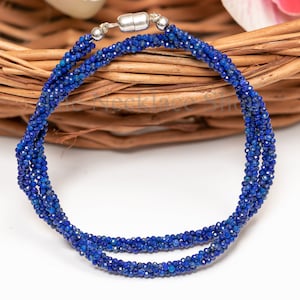 Hermoso collar de lapislázuli, collar de piedras preciosas de lapislázuli de calidad AAA, collar facetado de lapislázuli, collar de Rondelle, collar con cerradura, joyería de regalo