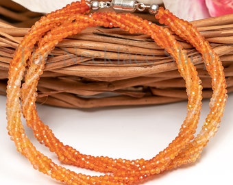 Collana di corniola, collana di corniola delicata di colore arancione, cristalli di corniola, collana di perline di corniola, collana di perline di cristallo curativo