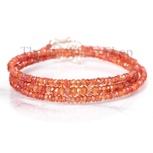 Natural Orange Sapphire Faceted Rondelle Necklace, Gemstone Necklace, Orange Sapphire Necklace, Rondelle Necklace, Orange Sapphire Jewelry