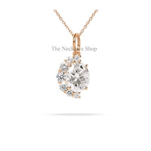 Beautiful Solitaire Moissanite Engagement Pendant,14k Solid Gold Bridal Jewelry,Art Decor Half Halo Diamond Necklace,Birthday Gift for Women