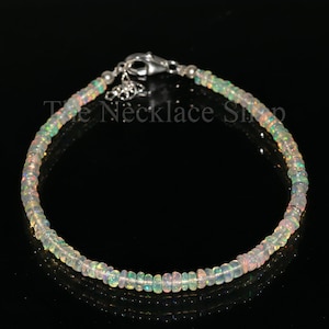 Ethiopian Opal Smooth Rondelle Bracelet, Gemstone Beaded Bracelet, Bridesmaid Gift , Gift For Her, Fire Opal Bracelet, Handmade Bracelet