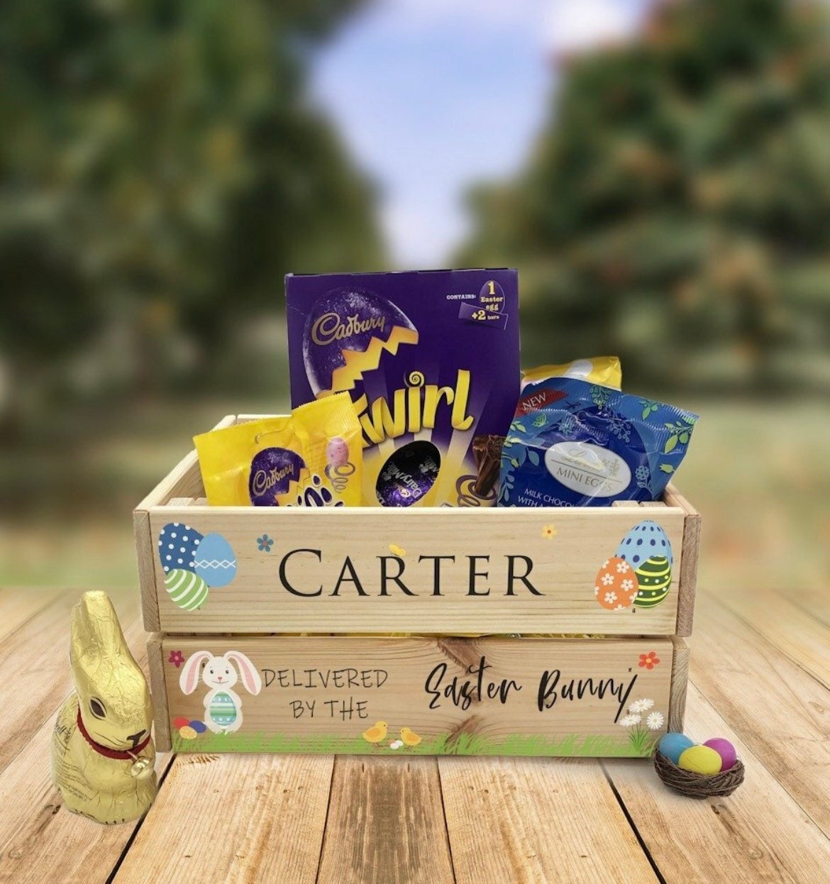 Personalised Easter wooden crate Easter egg box Easter gift Etsy