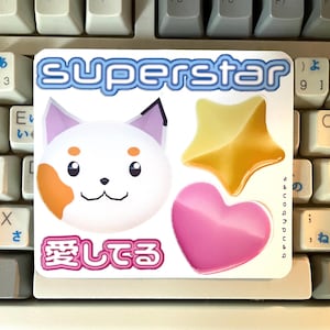 Y2K Leuke kat stickervel deco stickers kawaii japanse ster en hart retro jaren 2000 vinyl stickers voor plakboek cadeau voor vriend holografisch