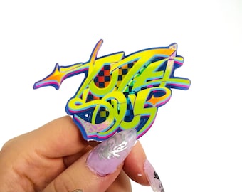 Sticker Holographic Y2K Graffiti Sticker Vaporwave Webcore Art Funny Turtle Soup Streetwear Vinyl Decal gift for phone laptop decal