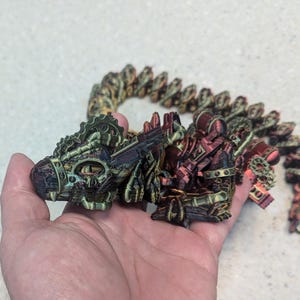 Steampunk Dragon - Fully Articulated Dragon with a Spinner Tail, Sensory Toy, Fidget Toy, Stim Toy, Stocking Stuffer,