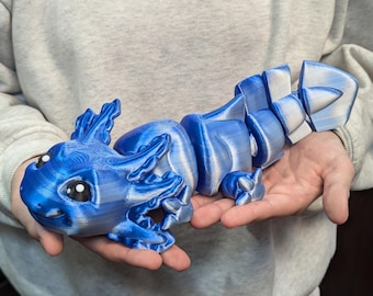 Large Articulated Axolotl Figure – Flexible Sensory Fidget Toy