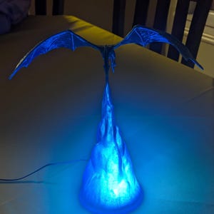 Dragon Flame Lamp - Shelf Decor, Library Decor, Fantasy Decor, Desk Lamp, Dragon with Flame Decoration, Table Lamp, Shelf Lamp
